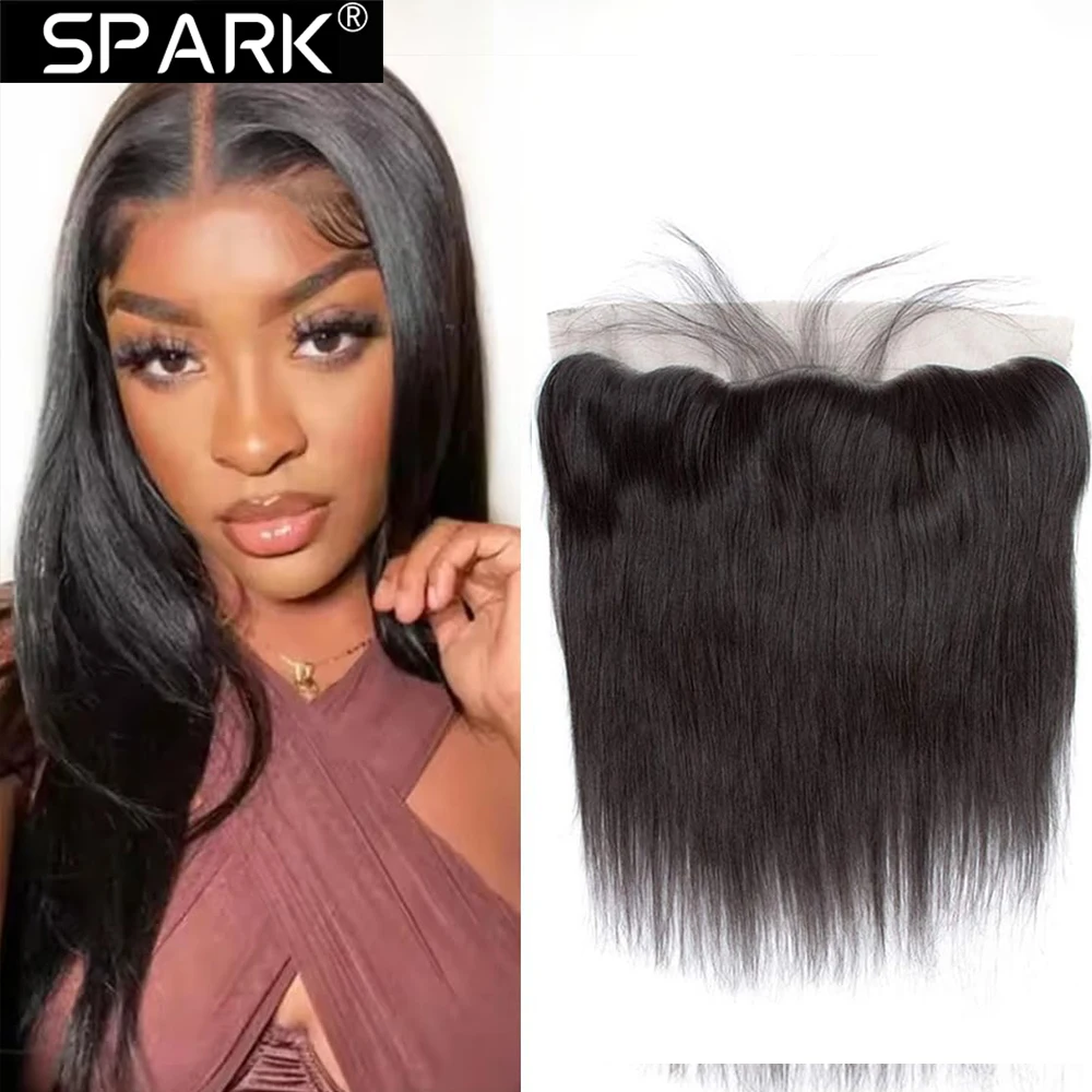 

SPARK 13x4 кружевная фронтальная застежка, прямые человеческие волосы, прозрачная кружевная фронтальная застежка, свободная часть, бразильское прямое наращивание волос