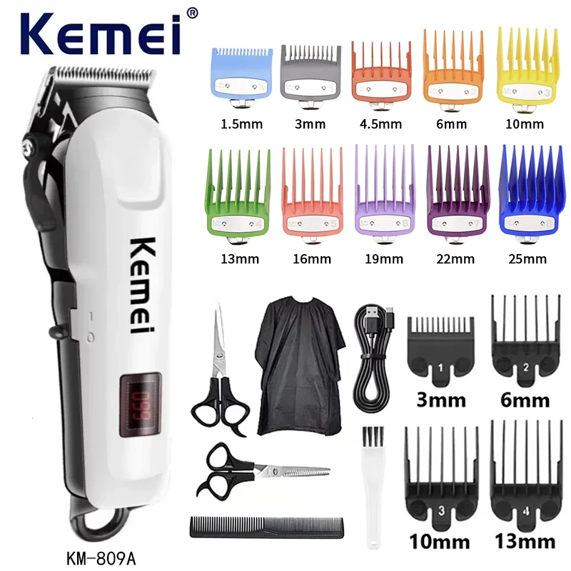 Kemei Hair Cutting Machine Electric Hair Clipper Cordless Trimmer For Men Shaving Machine Rechargeable Hair Cut Barber KM-809A
