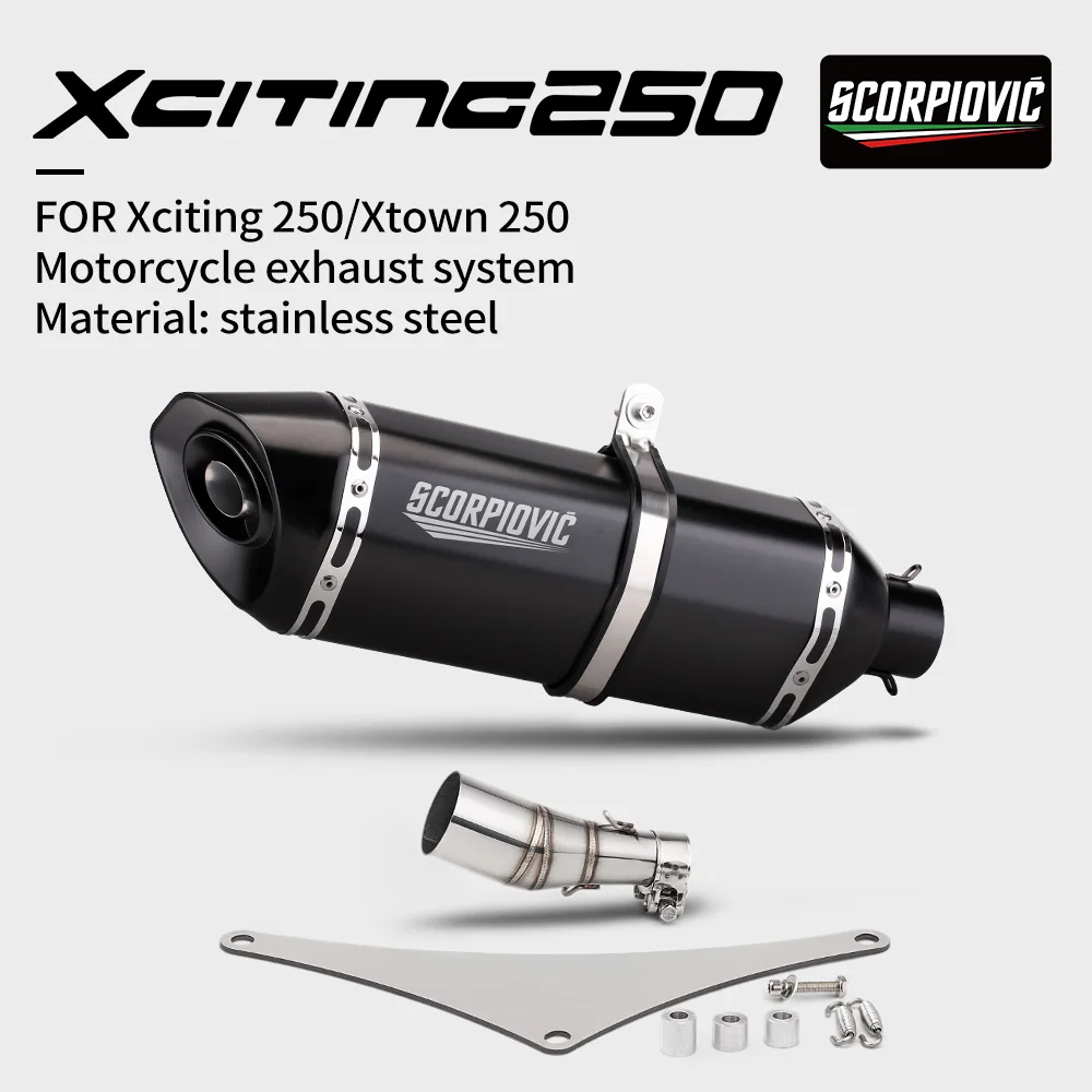 

Motorcycle exhaust system modified muffler 51mm mid-section stainless steel connect for Xciting 250 Xtown 250
