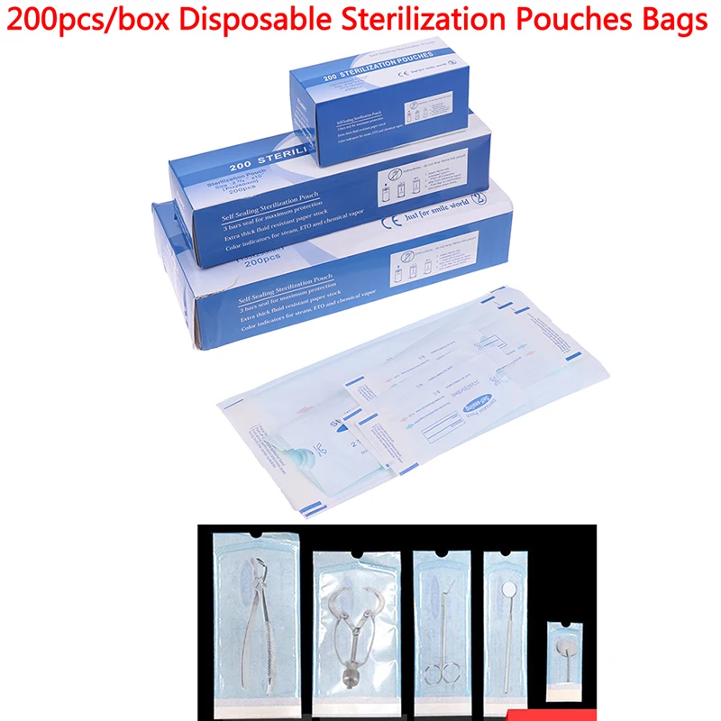 200Pcs Self-sealing Sterilization Pouches Bags  Medical-grade Bag Disposable Makeup Piercing Tattoo Accessories Supplies