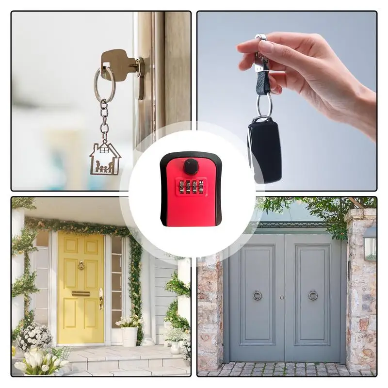Wall Mounted Key Safe Lockboxs 4 Digit Combination Password Key Lock Box Anti-theft Waterproof Outdoor Knob Safe Key Box