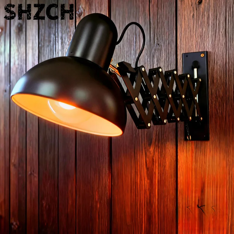 Industrial Retro Swing Arm Lamp Adjustable Foldable Wal Lamps Vintage Home Lighting Fixture for Hotel Dimmable Ambient Decor