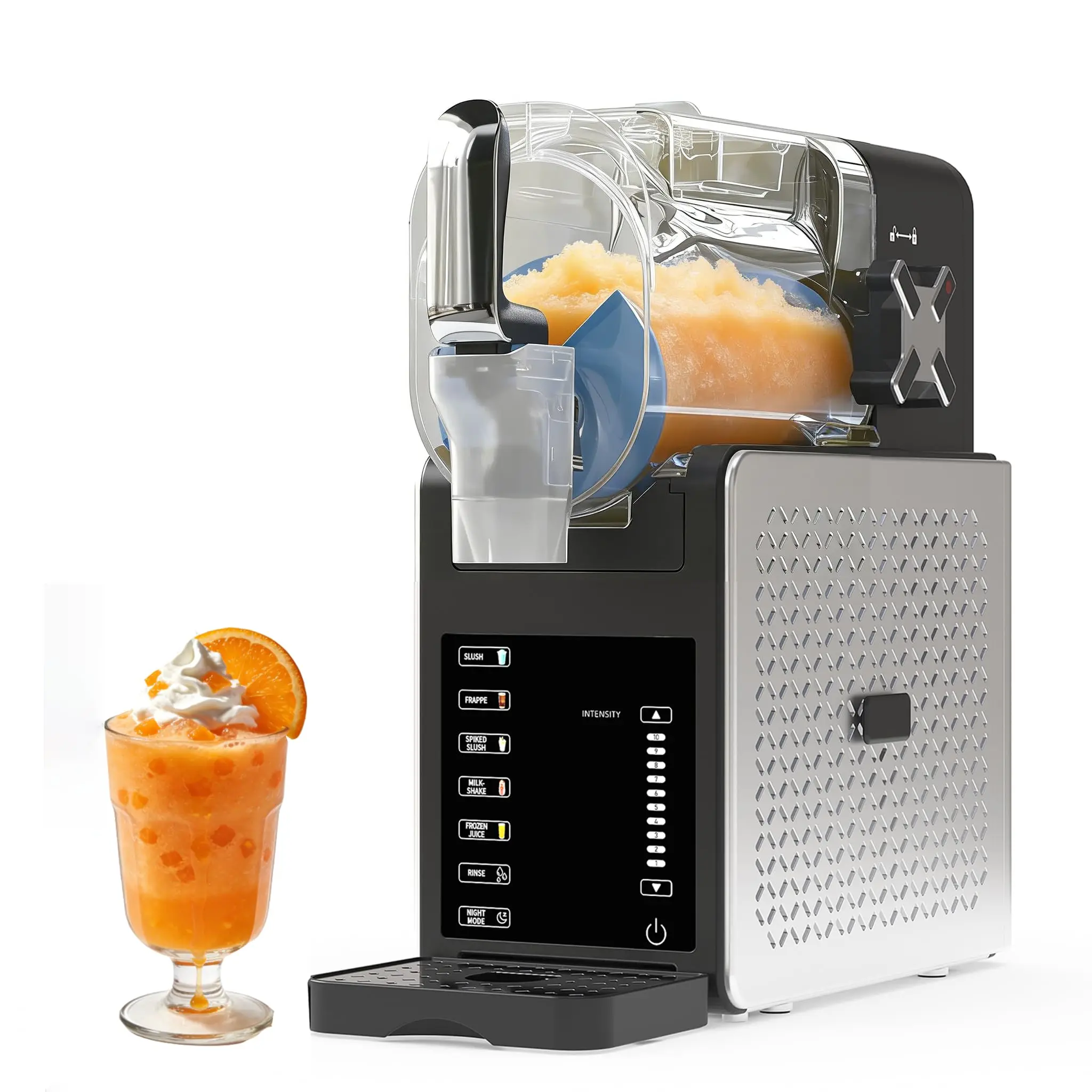 Machine à glace pilée 200W avec fonction autonettoyante et 5 programmes - temps de refroidissement de 12 heures / réservoir de 1,9L pour cocktails, milkshakes, bar à domicile, cuisine