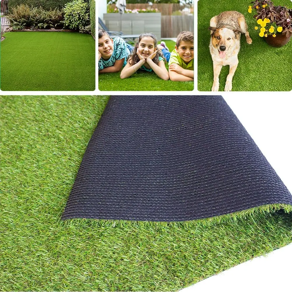 Artificial Grass RugPile Height  Indoor Outdoor Rug Fake Grass Carpet with Drainage Holes Green Synthetic Grass