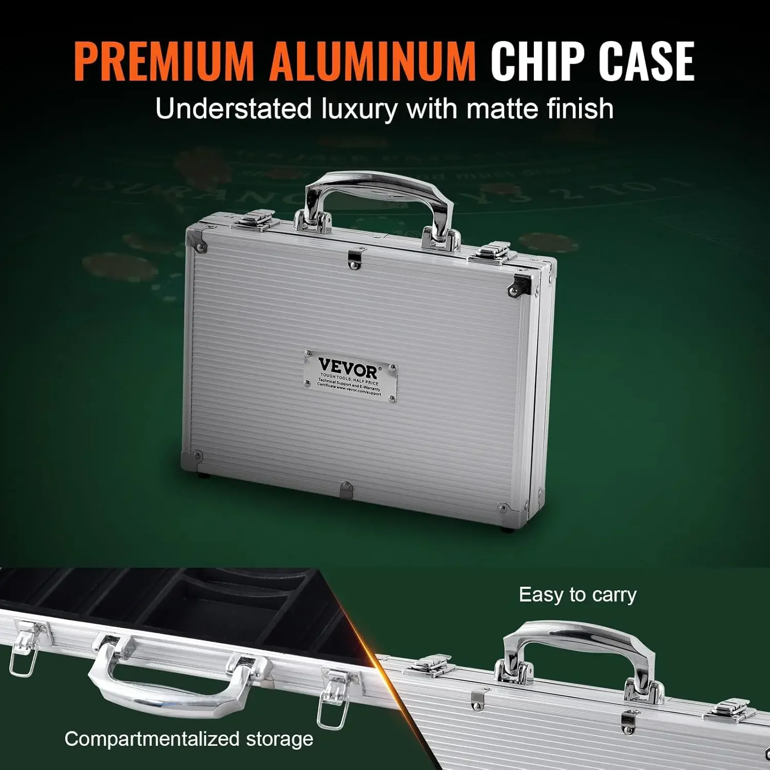 Poker Chip Set, 200-Piece Poker Set, Complete Poker Playing Game Set with Aluminum Carrying Case