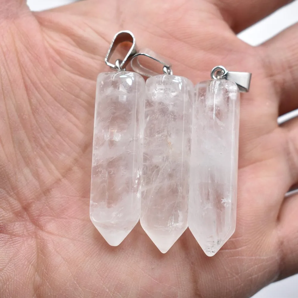 Fashion top quality natural stone mixed Hexagonal pillar charms point Pendants 12x40mm Wholesale 10pcs/lot free shipping