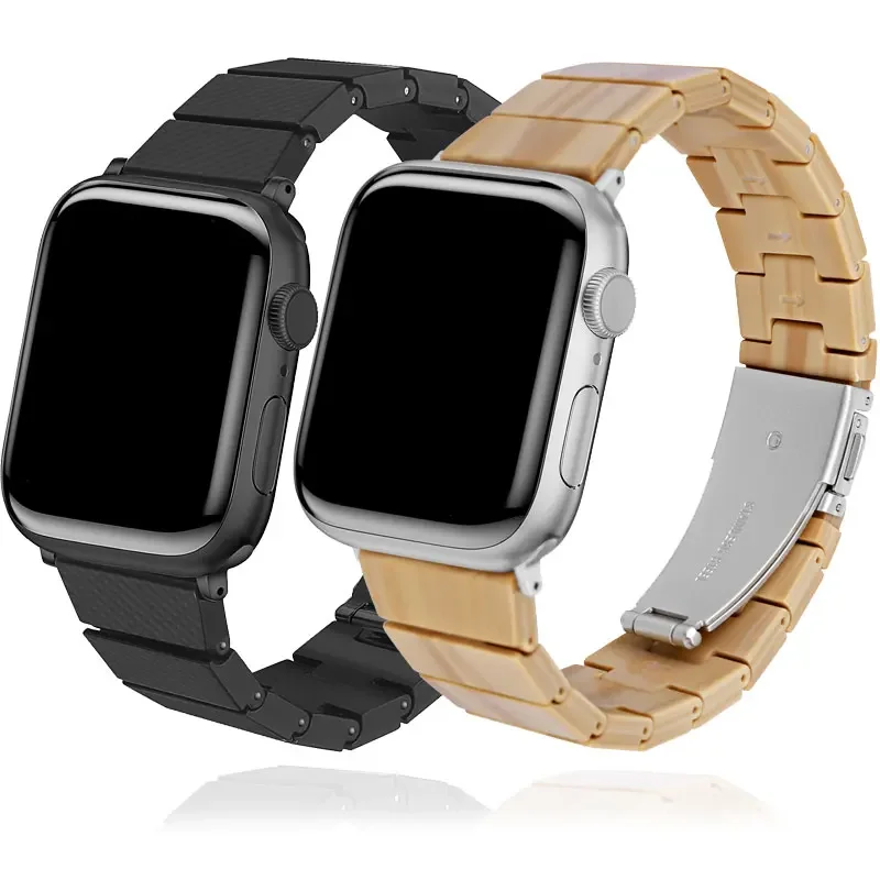 Correa de resina para Apple Watch Band 40mm 41mm 42 44mm 45mm 49mm pulsera hebilla de acero inoxidable serie IWatch Ultra 9/8/7/6/5/4/SE