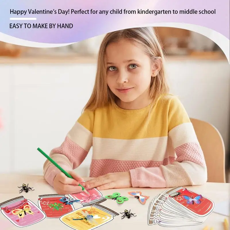 Valentine Cards For Kids Colorful Jar Valentine's Day Card Valentine's Day Card Set For Kids Romantic Partner Exchange Cards For