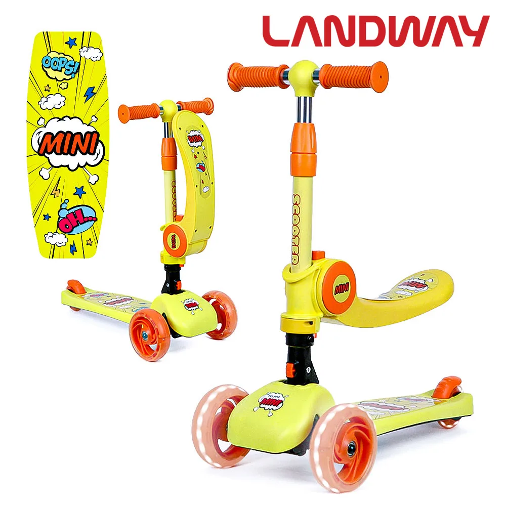 KC certified today departure Landway Mini 2in1 Scooter Folding Scooter Toddson Kickboard Children Kickboard Three-footed Kickboard Thingsing children Kickboard This baby Kickboard