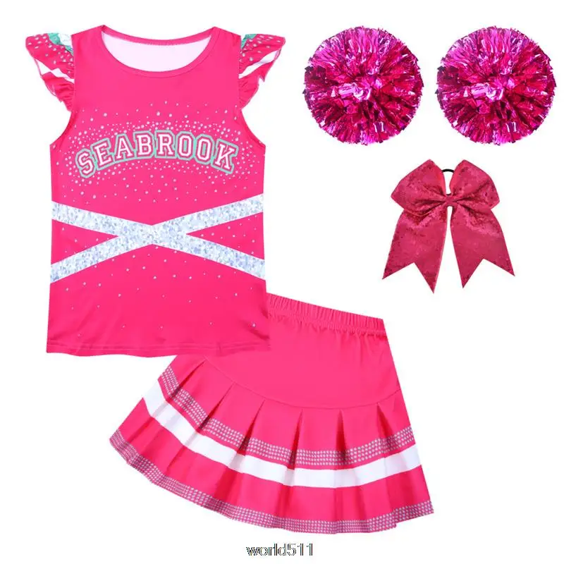 Disney New Teen Girls Vest + Short Skirt Clothing Set Kids Cheering Team Stage Musical Halloween Zombie Party School Costume