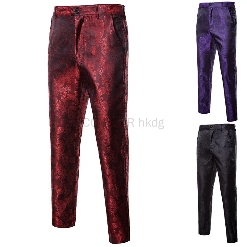 Mens Vintage Medieval Steampunk Victorian Pants Cosplay Costume Trousers Floral Paisley Stage Performance Gothic Pants Man Suit