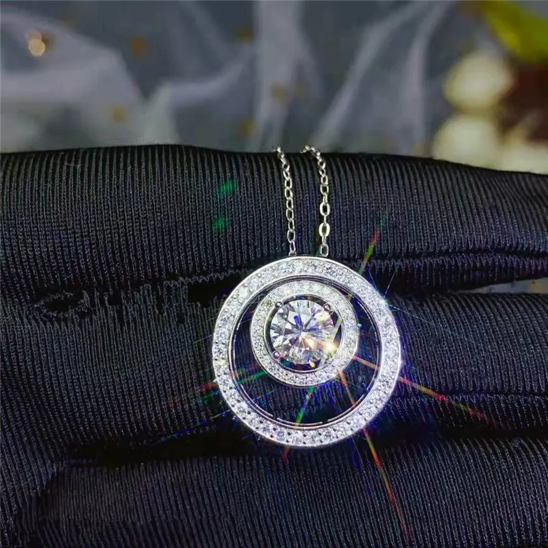 CC Women's Necklace Double Wear Sterling Silver Plated Round Zirconia Necklaces A Two-wear Clavicle Chain Fine Jewelry CCN718 image 4