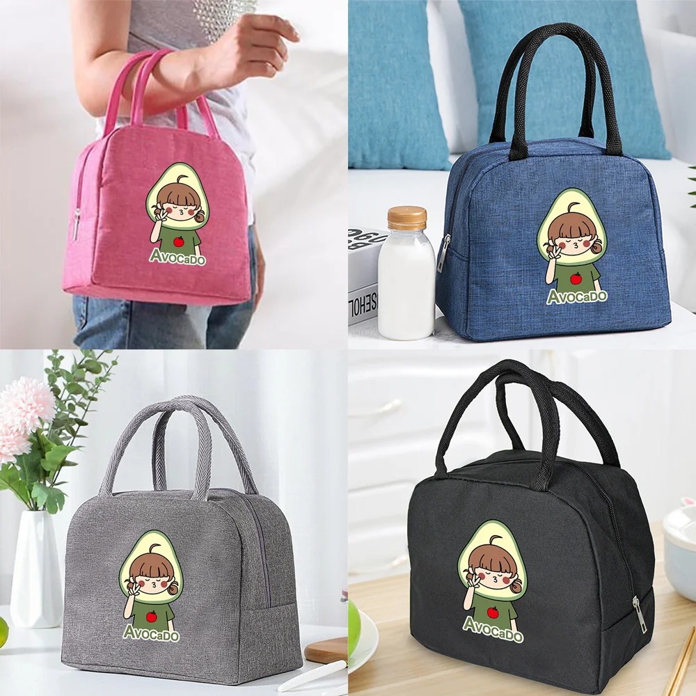 

Portable Lunch Bags for Women Avocado Girls Pattern Handbags Insulated Lunch Box Unisex Tote Cooler School Food Storage Bags