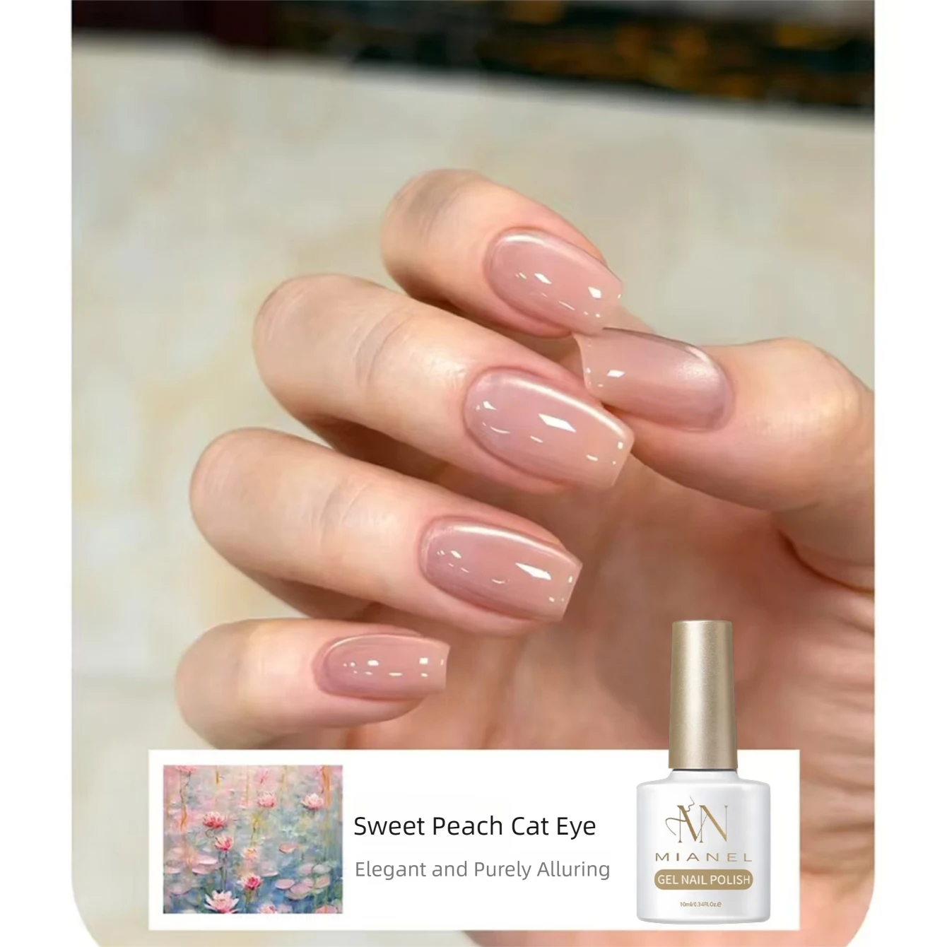 Eisiger, durchscheinender, sanfter, staubiger rosafarbener magnetischer Cat-Eye-Gel-Nagellack, modischer, vielseitiger, salonqualitativer UV-LED-Soak-Off-Maniküre-Gel