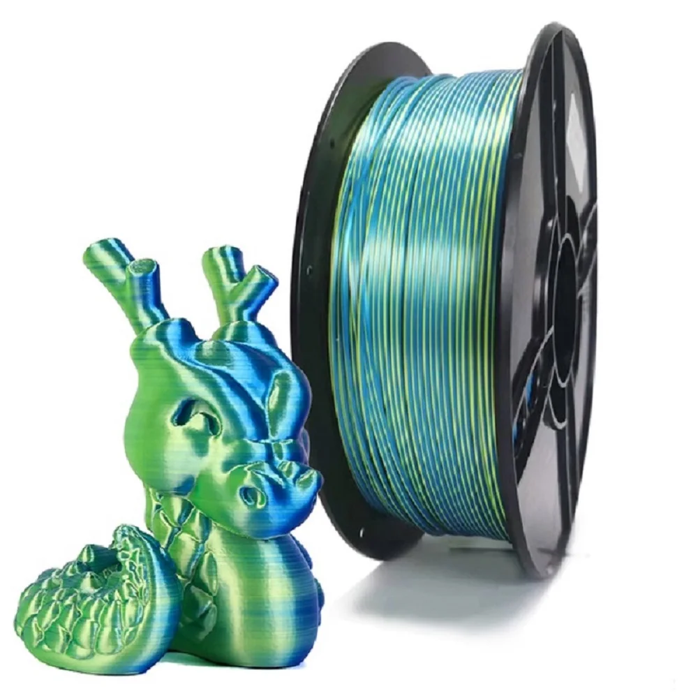 Zweifarbiges Filamentseide PLA 1,75 mm 1 kg 500 g 250 g 3D-Drucker Kunststoffmaterial Zwei Farben Filament PLA Schwarz Rot Grün Bündel Neu – Detail 3