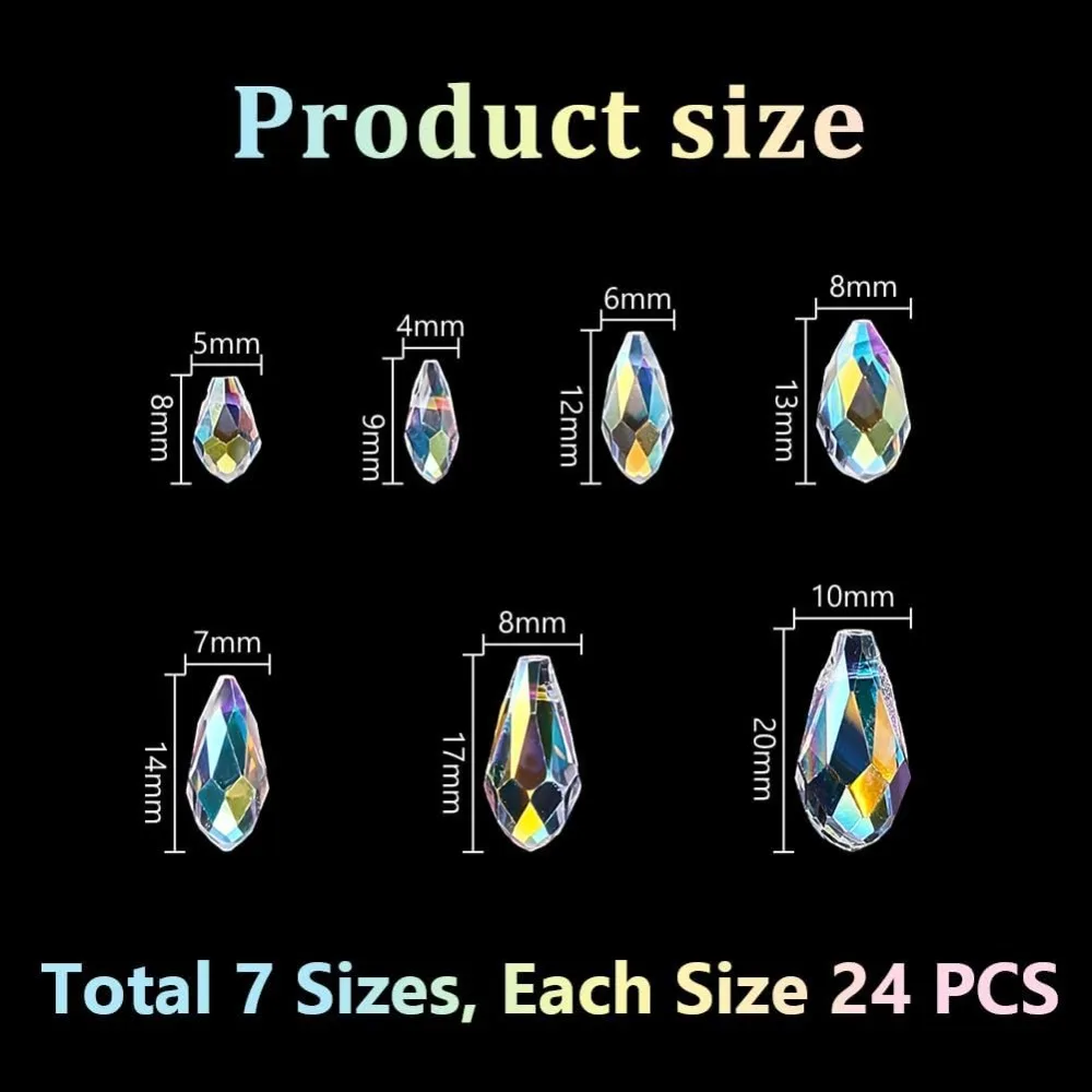 168Pcs Faceted Teardrop Glass Beads 7 Styles Electroplate Glass Beads Teardrops Glass Pendants Loose Beads for DIY making kit