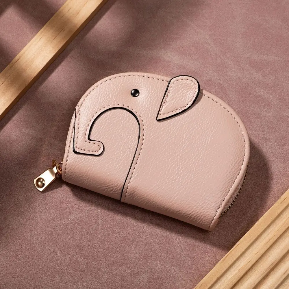 

Change Bag PU PU Leather Purse Card Bag Multiple Card Slots Elephant Wallet Card Storage Bag Cute Card Holder Outdoor