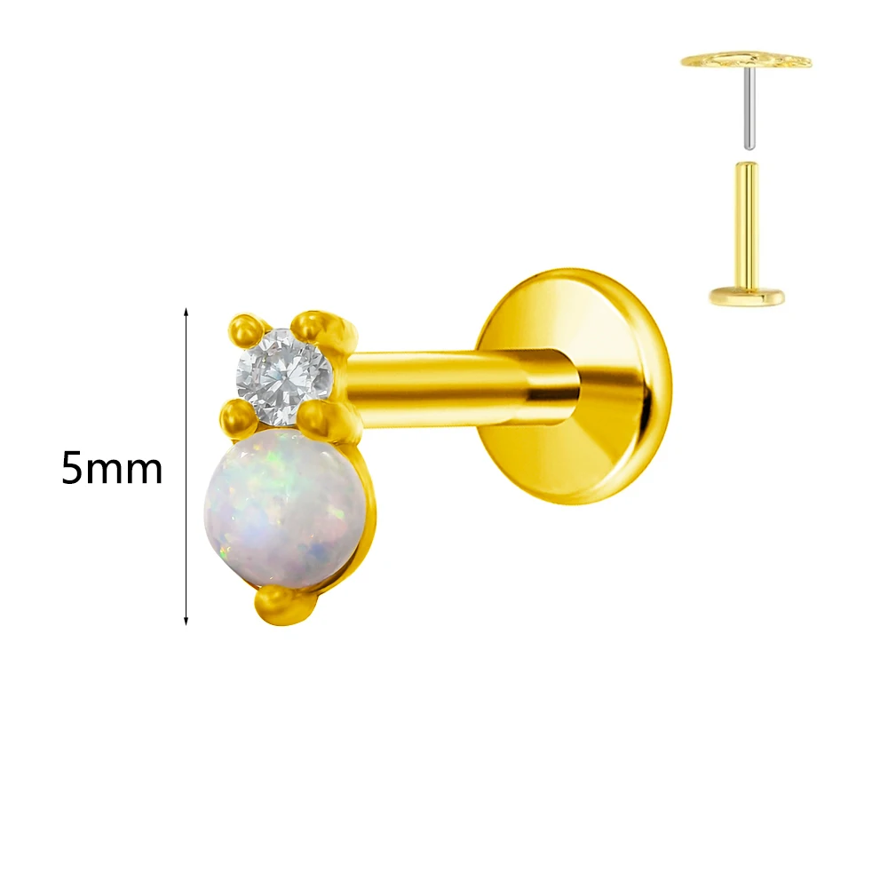 Women's Titanium Opal Moon Push In Branch Earring Stud