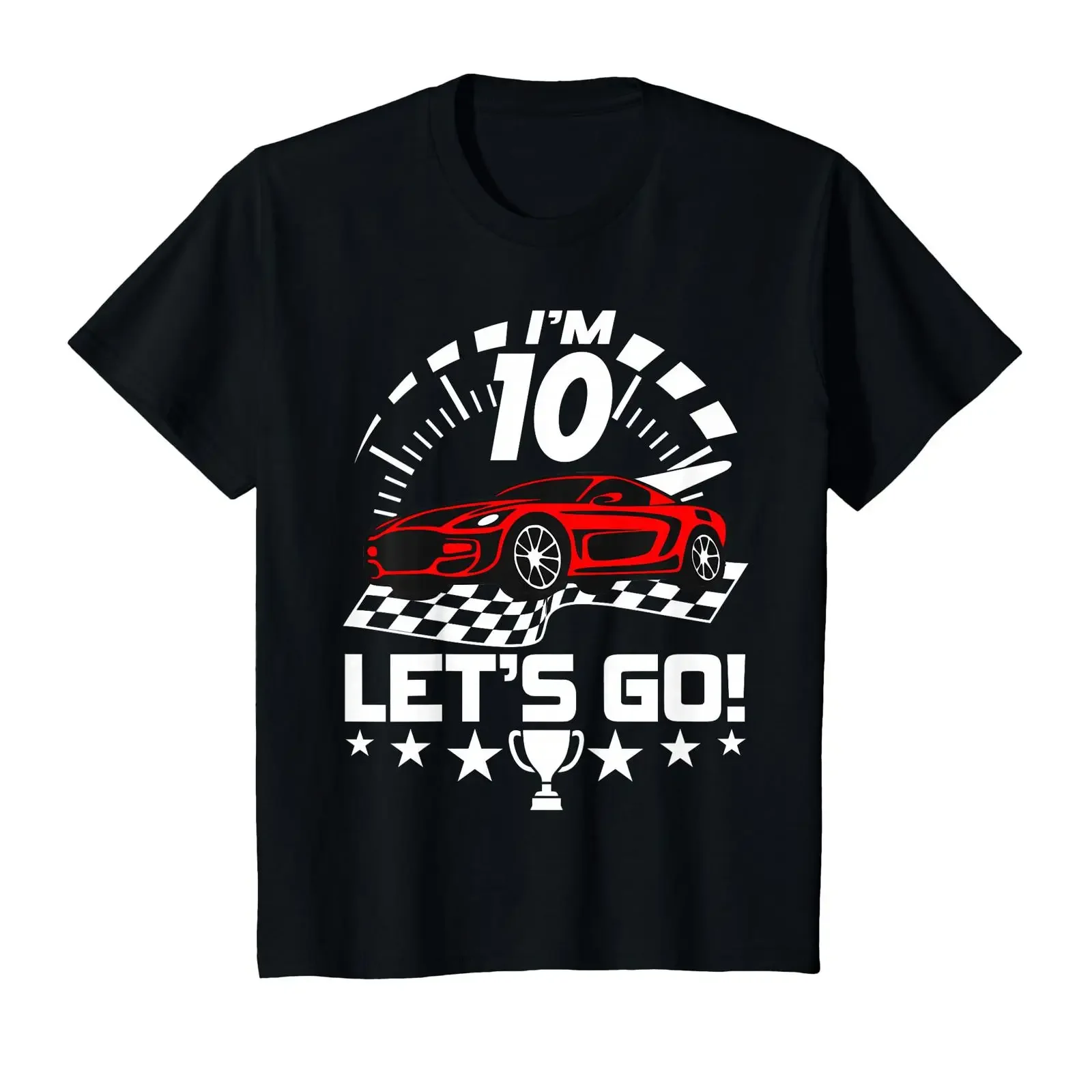 10 Year Old Race Car 10th Birthday Racing Racecar Boys Girls T Shirt vintage Washed Soft Versatile Breathable graphic