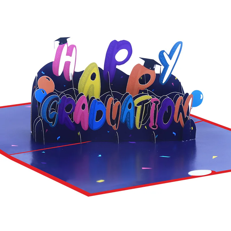 10pcs Handmade Happy Graduation 3D Pop UP Greeting Invitation Card For Shower Thanks Christmas Wedding Birthday Party Gift