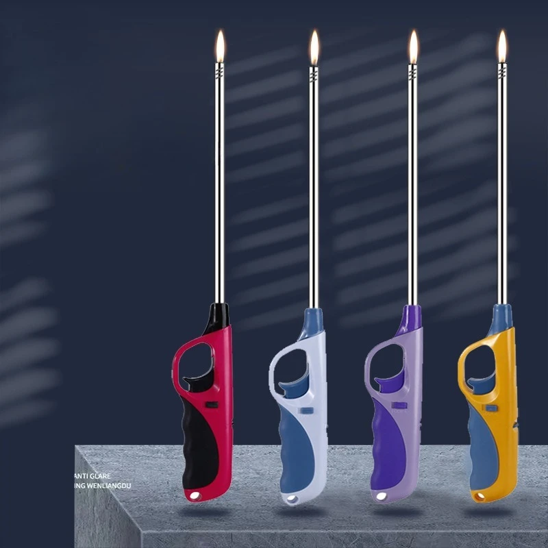 

Metal Extra Long Lighter Kitchen Lighter Gas Stove Open Flame Ignition Gun Outdoor Barbecue Camping Inflatable Igniter