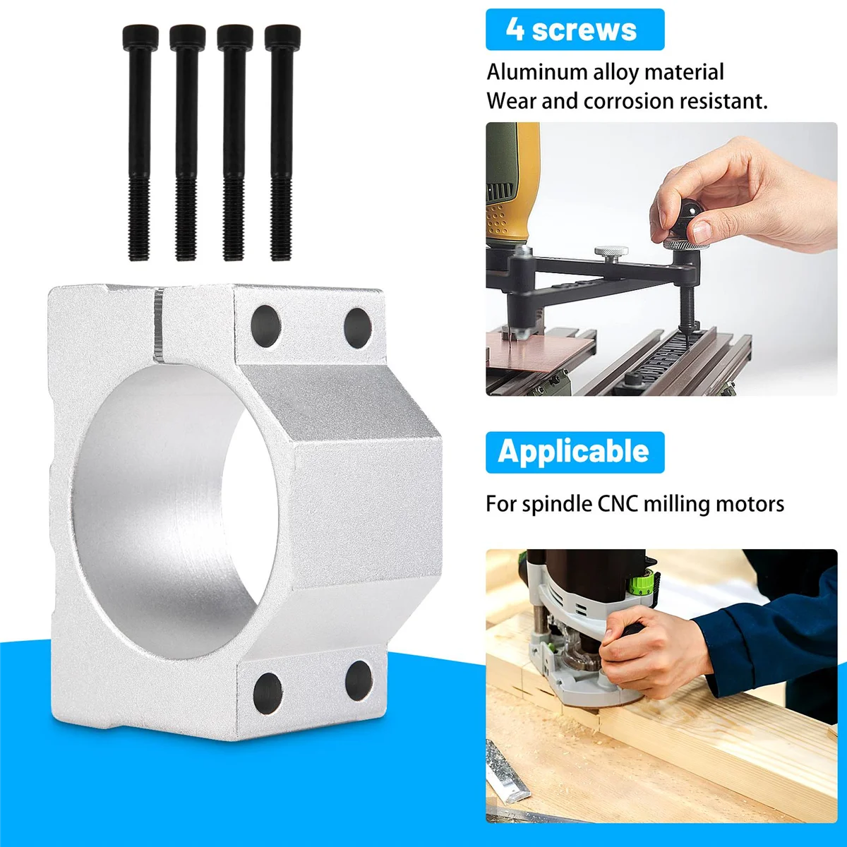 스핀들 CNC 밀링 머신 모터, 나사 4 개, 스핀들 클램프 장착 브래킷 65mm, 1 개
