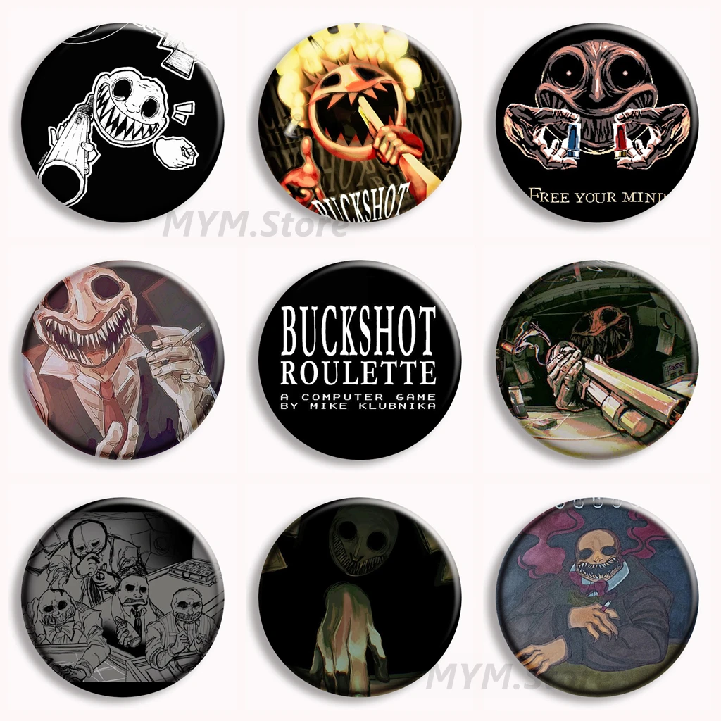 Buckshot Roulette Anime Soft Button Pin Horror Game Cartoon Brooches Badge Bag Decor Accessories Fans Collect Gifts