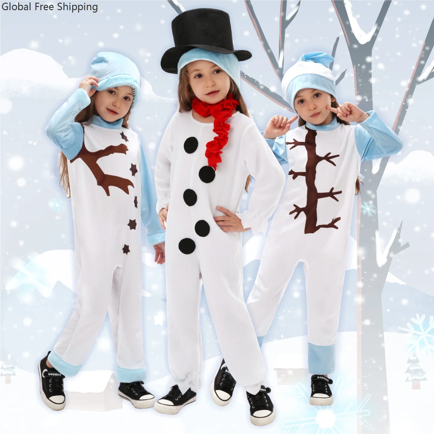 

Snowman Winter Pajamas Snow Tree Role Play Performance Costume Christmas Children Boys Girls Cosplay Dress Up Olaf Onesie Set
