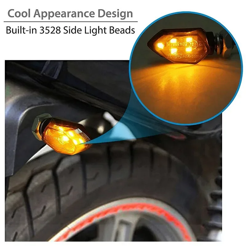 LED Turn Signal Light Super Bright Motorcycle Lampe Mini Universal Led Motorbike Amber Blinker LED Indicators Light 1pcs image 3