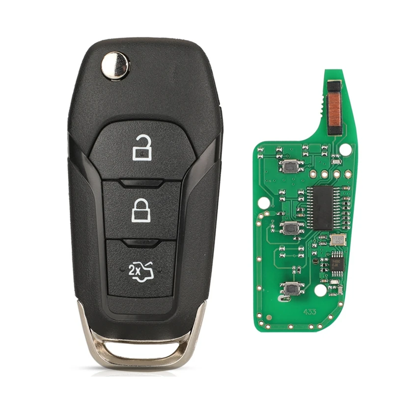 Super Sale 3 Button Flip Car Remote Key Fob 433MHz with 49 Chip Fit for Ford Focus Mondeo Auto Spare Remote Control Key - view 4