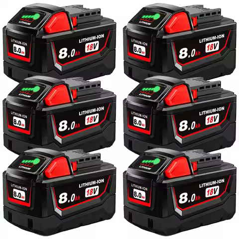 6 Pack 18V 8.0Ah Battery Replace For All Milwaukee M18 8000mAh Cordless Power Tools Lithium-Ion Battery Compatible With Milwauke