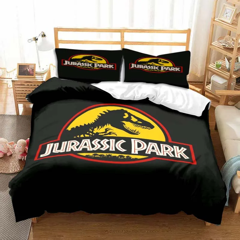 Imagem -02 - dos Desenhos Animados Jurassic Park Dinosaur Bedding Grupo Capa de Edredão Folha Fronha Tampa da Cama King Size Consolador 100 Fibra de Bambu