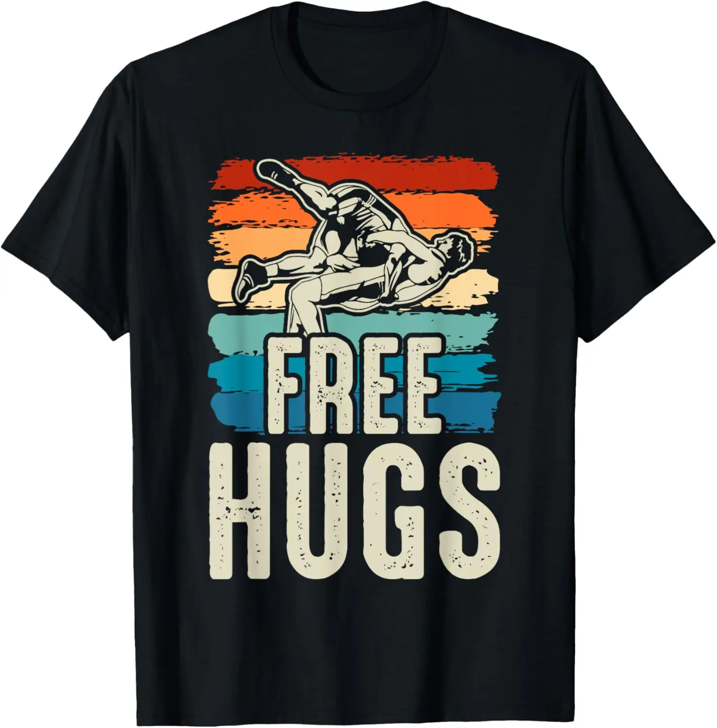 Vintage Wrestling Funny Free Hugs Wrestling T-Shirt