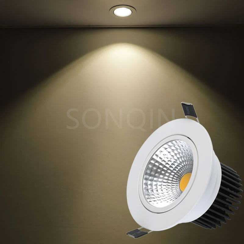 Dimmable AC 85-265V Round LED Panel Light 6W 8W 15W 20W Aluminum Ceiling Recessed Downlight open hole adjustable White black