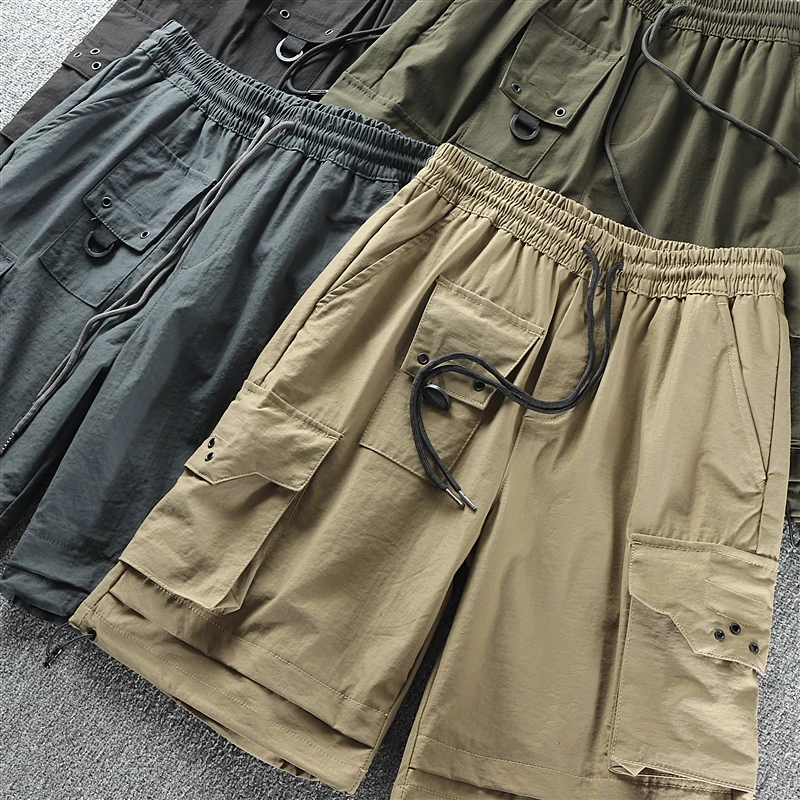 Summer Men's Outdoor Casual Faion Five-Quarter Straight Leg ort Pants Multi-ket Workwear Loose Fit Youth Sle