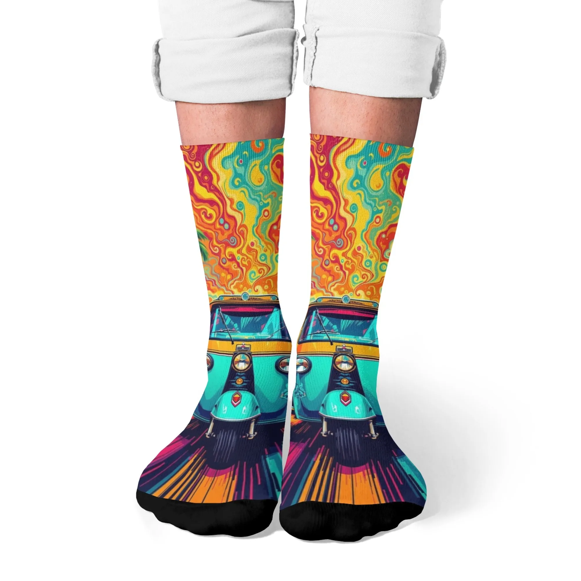 Pop Art Retro Tuk Tuk Bequeme atmungsaktive rutschfeste Freizeitsocken Party Urlaub Geschenk Neuheit Harajuku Street Fun Herrensocken