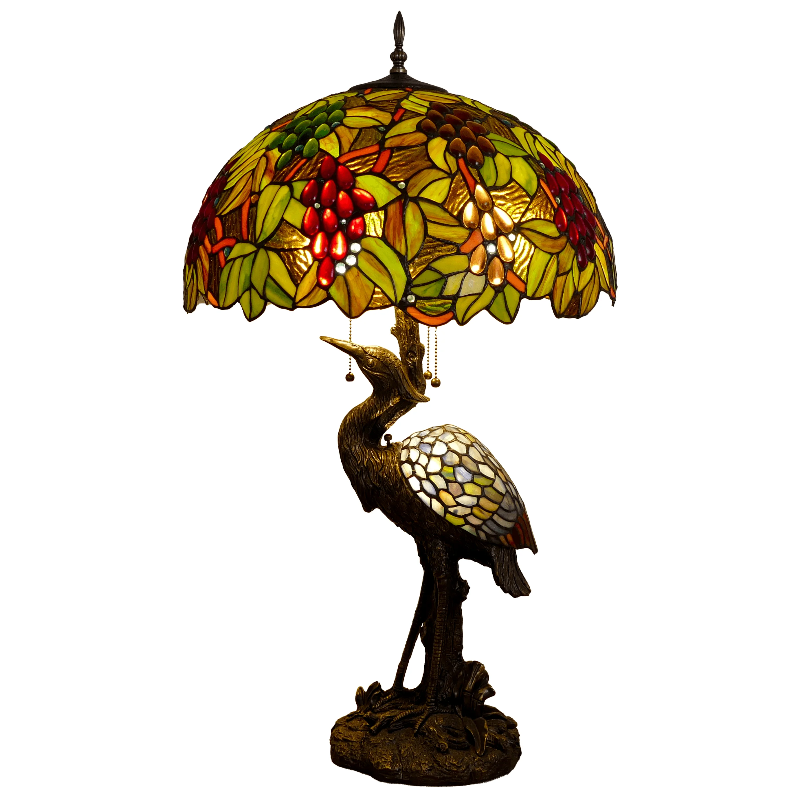 

30-Inch Table Lamp Traditional American Style Living Room Bedroom Study Lamp Luxurious Villa Hotel Stained Glass Lamp