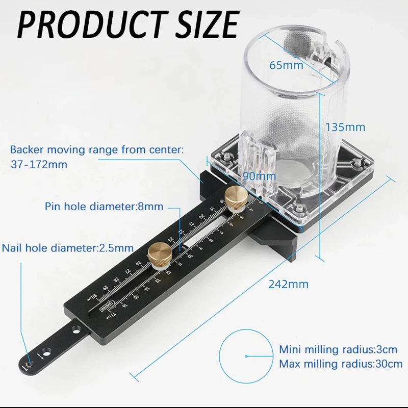 Electric Trimming Machine DIY Tool With Scale Fence Woodworking Round Cutting Fixture Wood Milling Round Groove Base