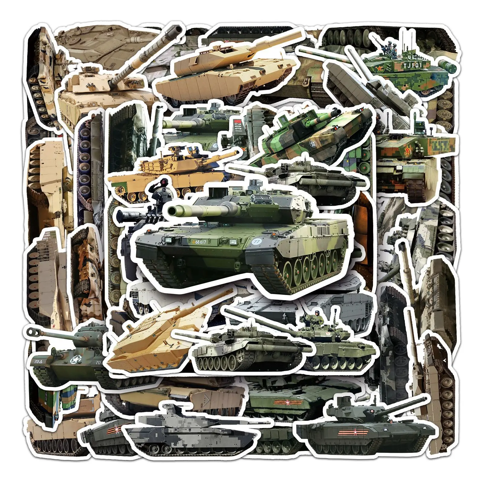 50Pcs Cute Tank Stickers Military Decals For Laptop Scrapbook Luggage Guitar Helmet DIY Graffiti Aesthetic Stickers Gifts