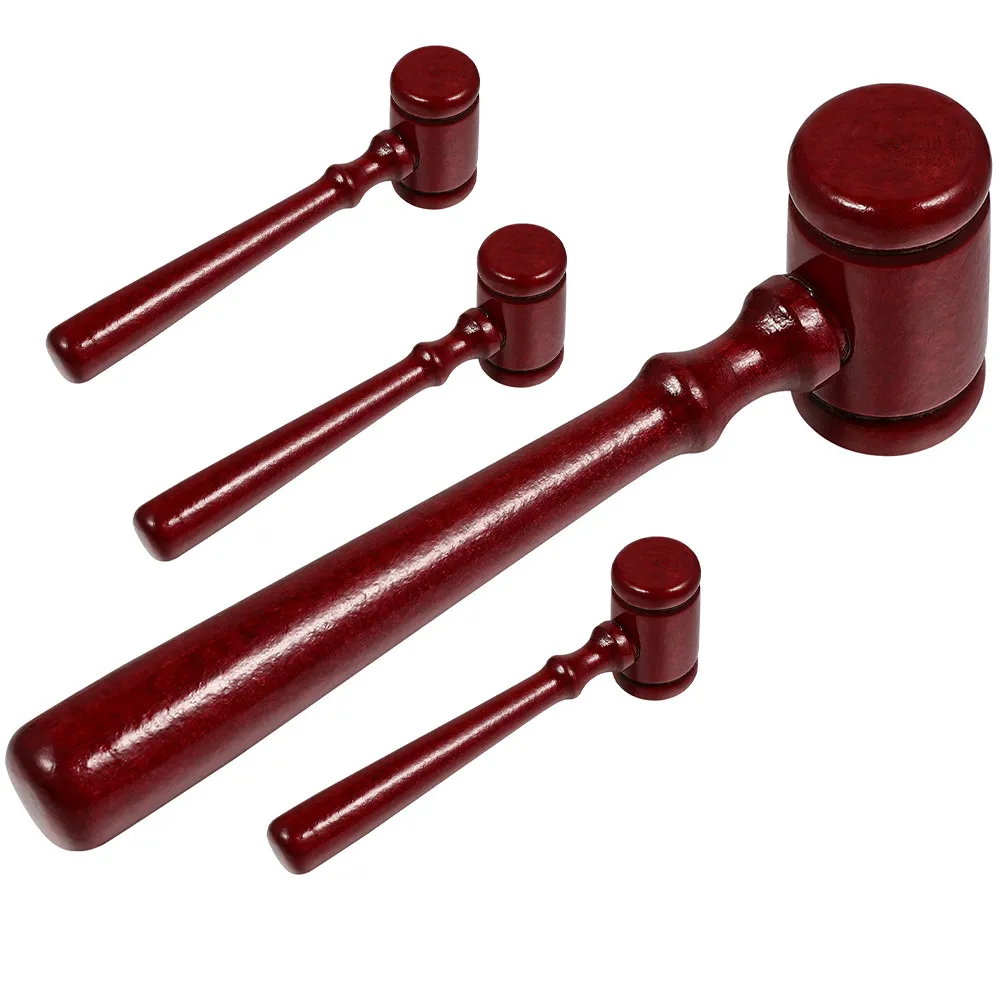 4Pcs Wooden Gavel Set Smooth Finish Court Gavel for Auctioneer Chairman Board Judge Clear Loud Sound Portable Compact Design