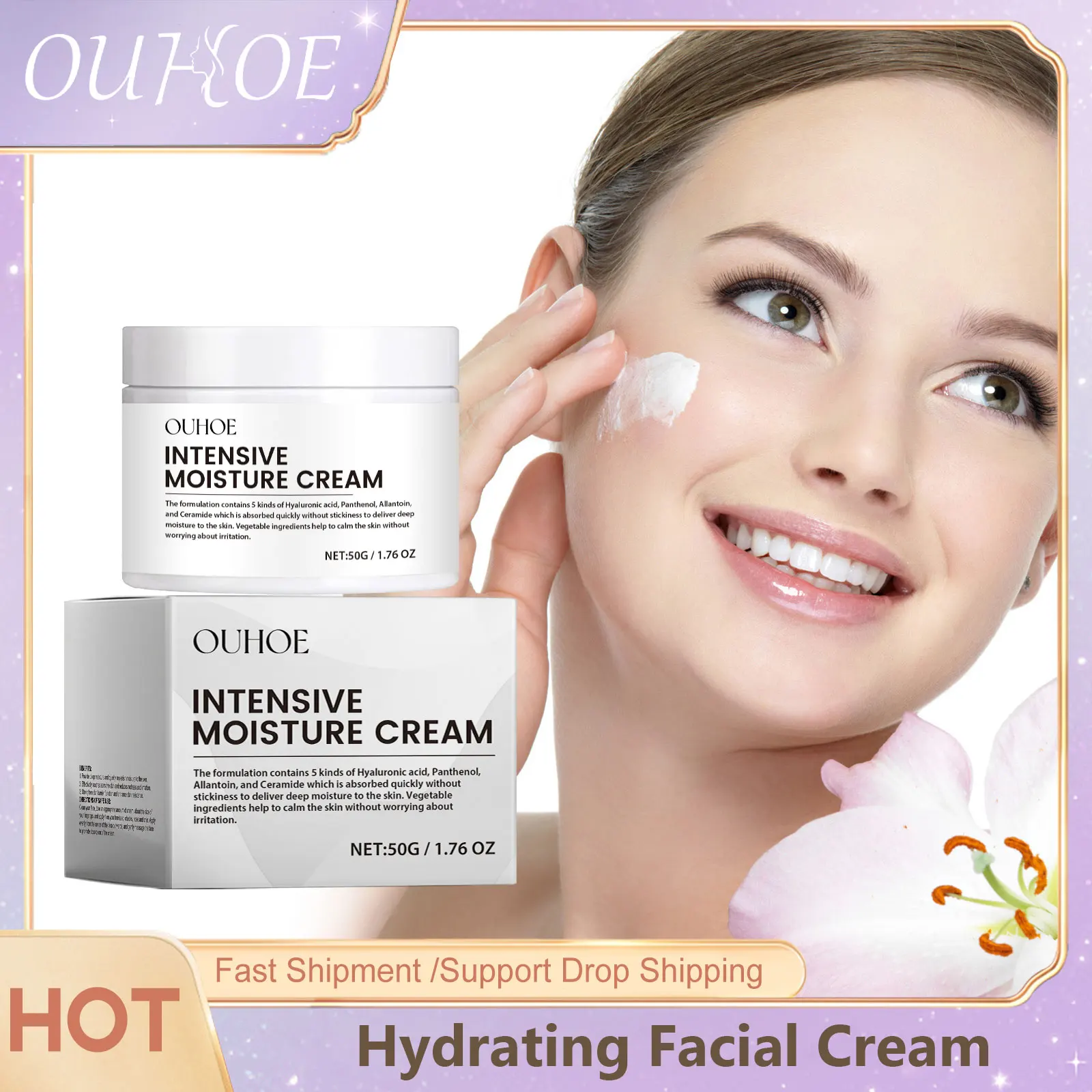 

Hydrating Face Cream Moisturizer Nourishing Glowing Face Repairing Skin Refreshing Facial Calming Moisturizing Facial Cream 50g