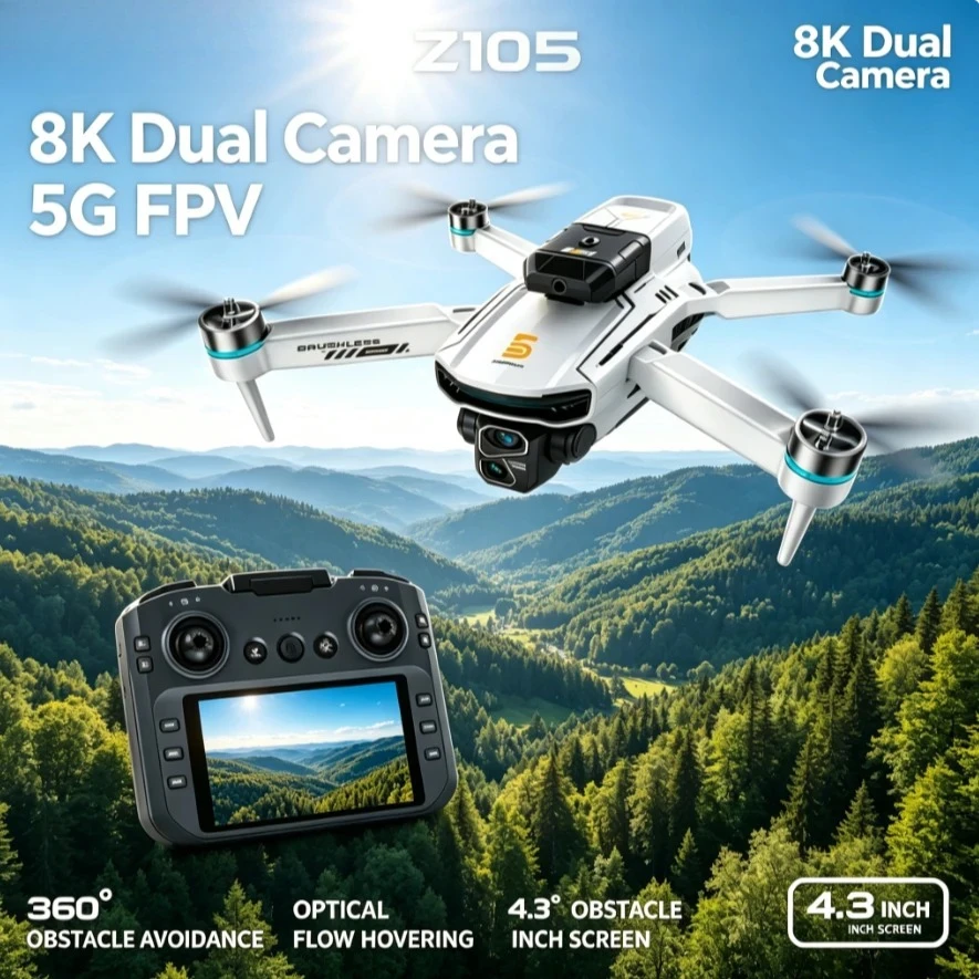 Fpv Brushless Rc Drone 4K - Orijinal Z105 GPS Katlanabilir RC Quadcopter