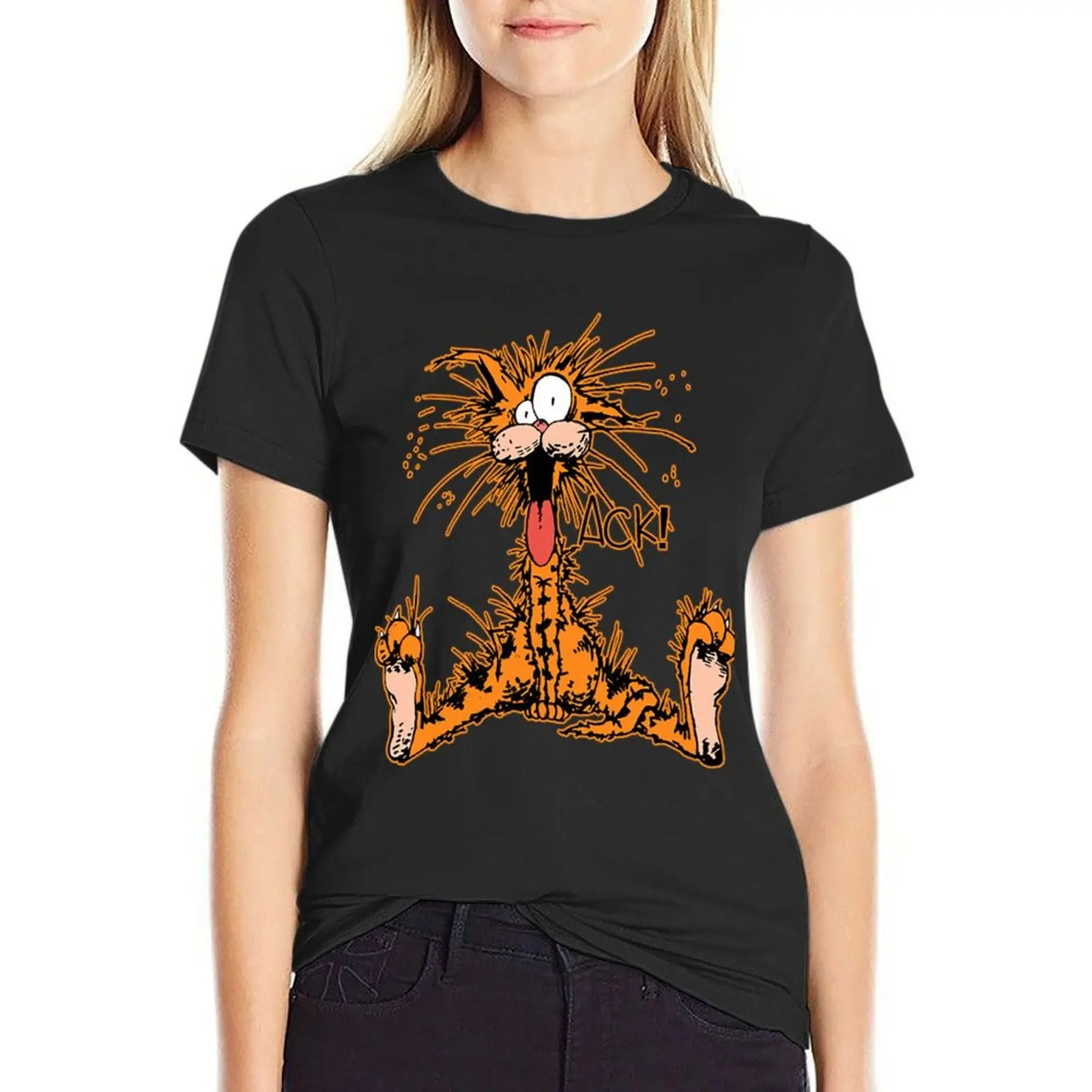 

Bill The Cat T-Shirt lady clothes customs hippie clothes Short sleeve tee workout shirts for Women loose fit