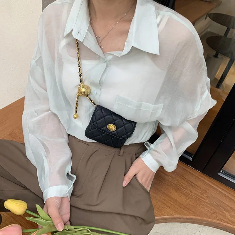 Bolso de mensajero con cadena de cinturón de Metal para mujer, correa de cintura de marca de diseñador de lujo, vestido de niña, pantalones