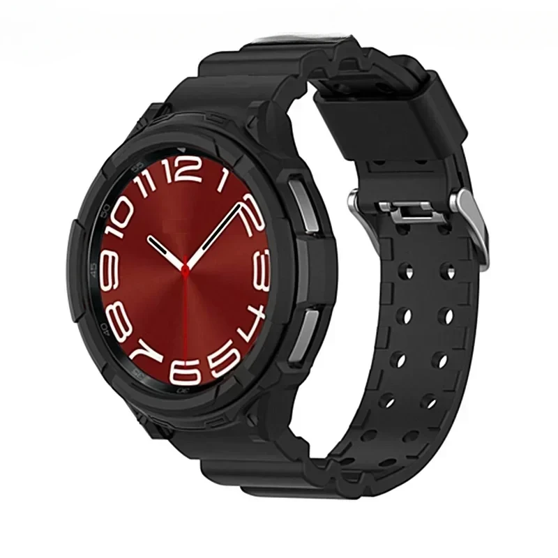 Pulseira de silicone + capa para samsung galaxy watch 6 clássico 43mm 47mm pulseira esportiva capa protetora de tela para samsung 6 clássico