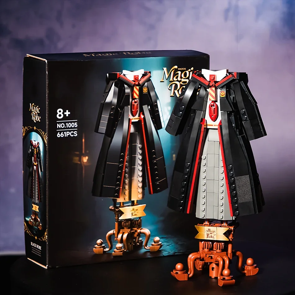 MOC Zauberer Mitarbeiter Waffen Bausteine Spielzeug für Kinder Geschenke Magie Akademie Uniform Robe Scroll Modell Ziegel Ornamente Montage