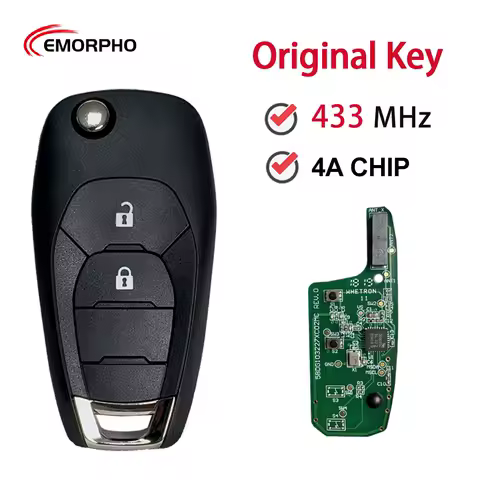 EMORPHO OEM For Chevrolet Cruze 2015 Trax Sonic Spark 2021 Onix RS Tracker 433MHZ Flip Remote Car Key P/N:R002753 4A Chip