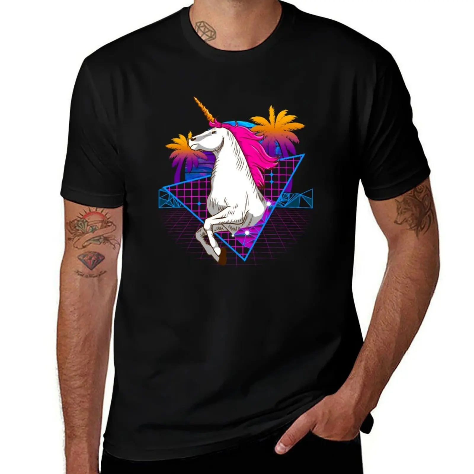 Unicorn Outrun Vaporwave/Synthwave Streetwear T-Shirt summer tops customs t shirt men