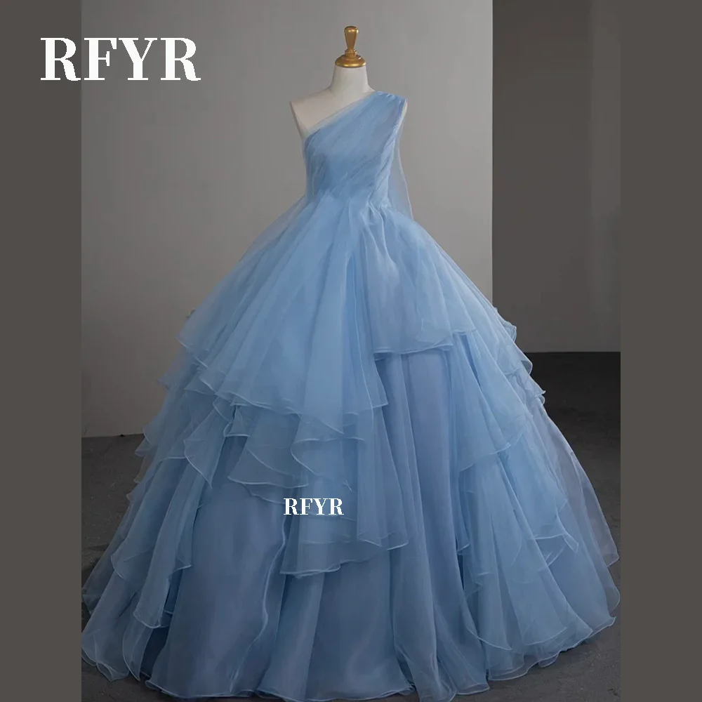 

RFYR One Shoulder Prom Gown Elegant Evening Gowns with Tiered Layers A Line Princess Gowns فساتين مناسبة رسمية Customized