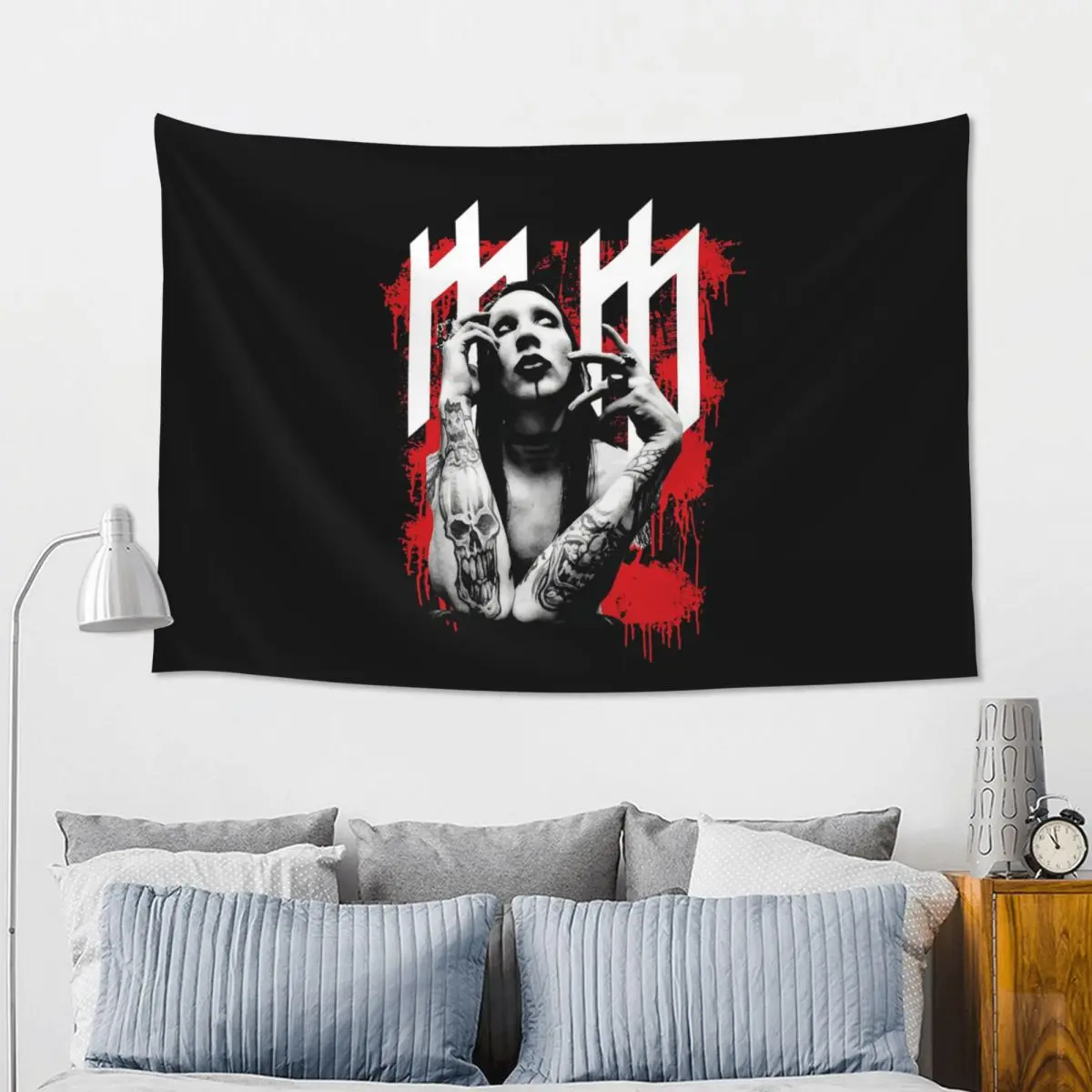 Marilyn Manson Glitch Fan Gift Music Tapestry Hippie Wall Hanging Aesthetic Home Decoration Tapestries for Bedroom Dorm Room